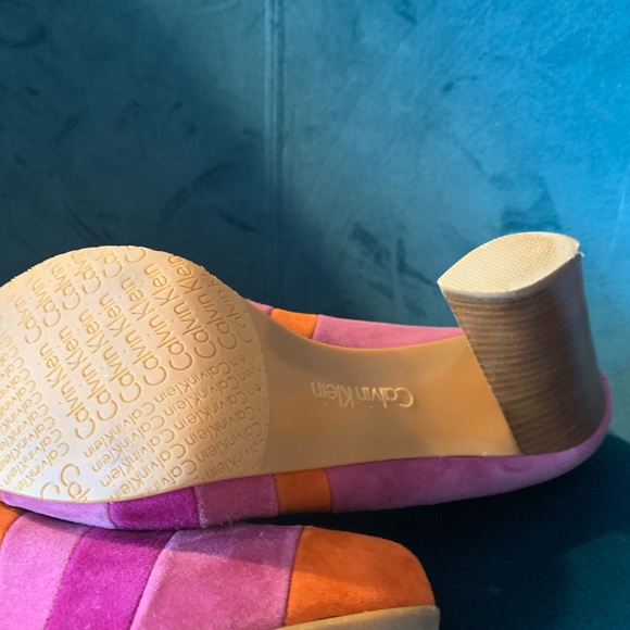 Calvin Klein Gabbey suede pink orange platform heels✨6.5 m - Picture 10 of 12